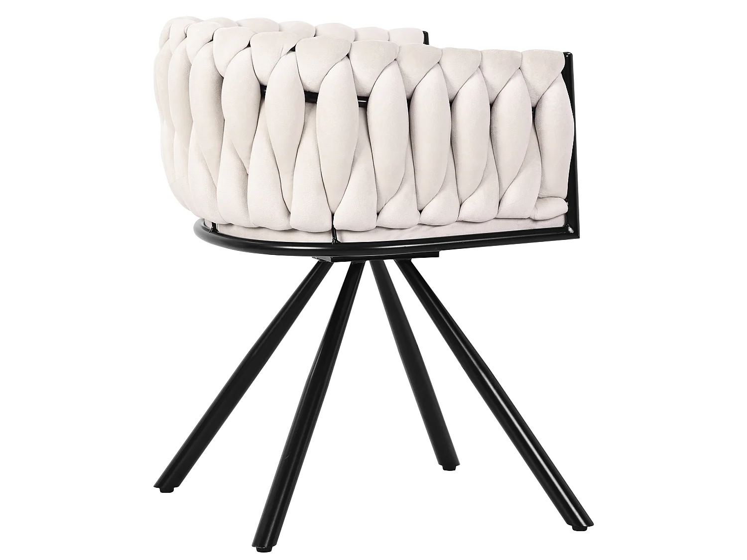 Set of 2 Velvet Swivel Chairs with Armrests - Metal Legs - Beige
