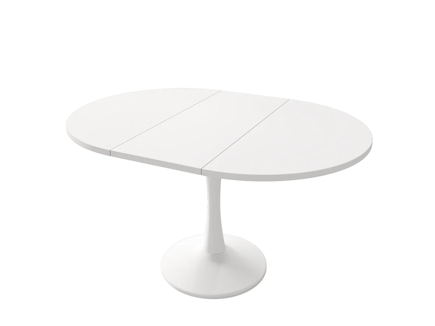 Oval drop-leaf dining table - 100/140 x 100 x 75 cm - MDF - White