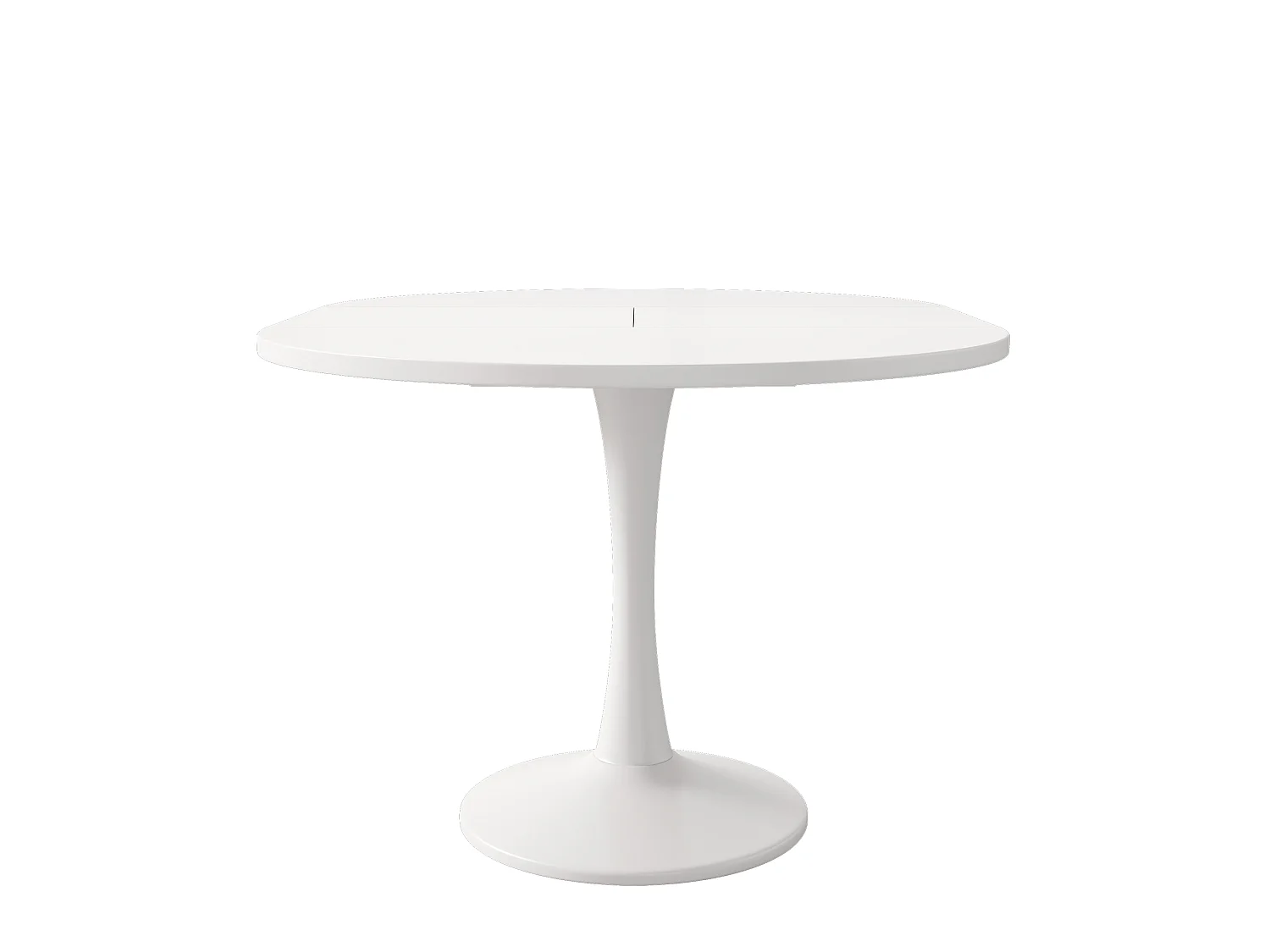 Oval drop-leaf dining table - 100/140 x 100 x 75 cm - MDF - White