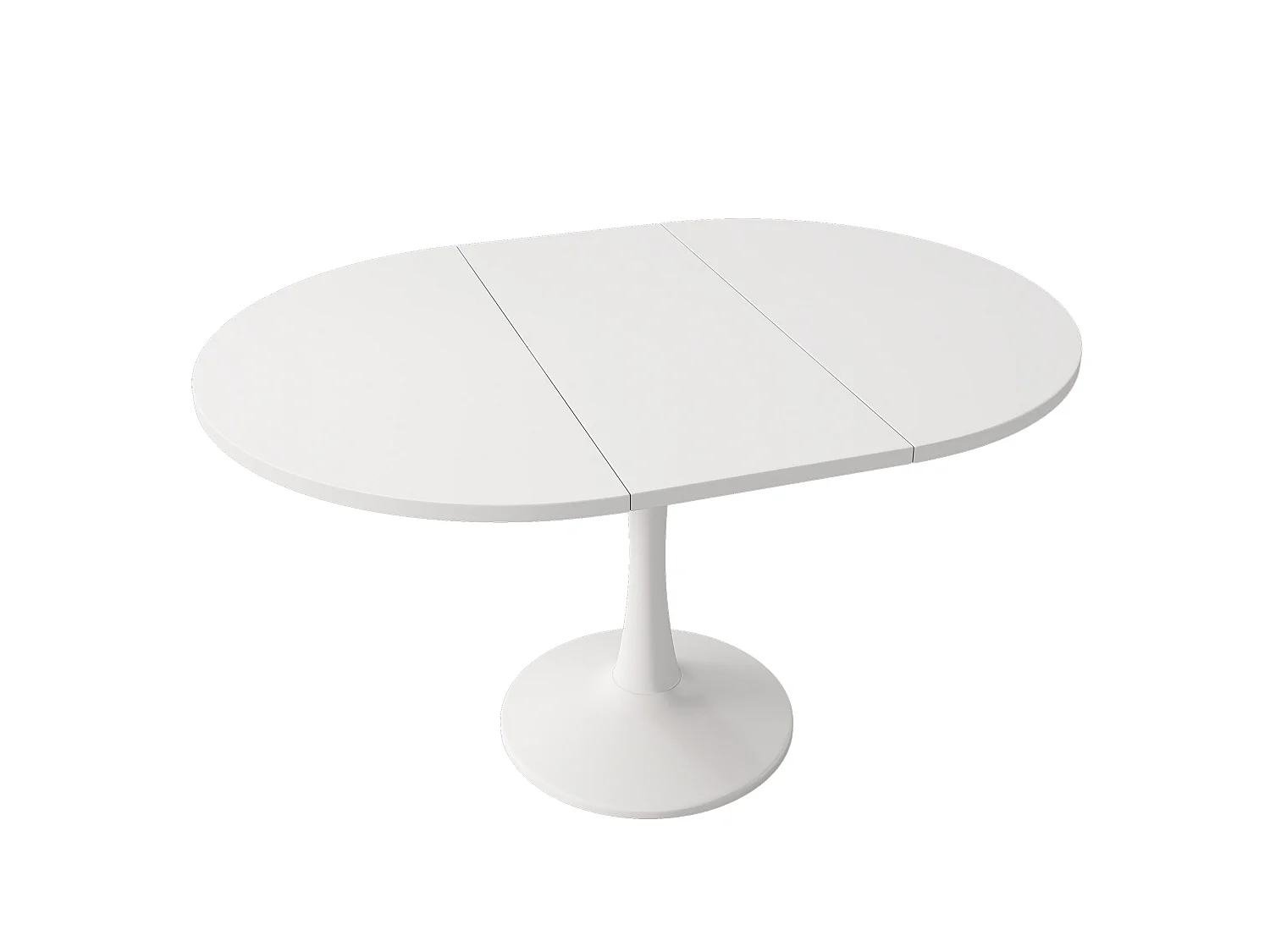 Oval drop-leaf dining table - 100/140 x 100 x 75 cm - MDF - White