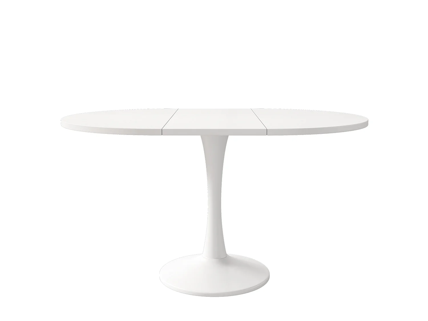 Oval drop-leaf dining table - 100/140 x 100 x 75 cm - MDF - White