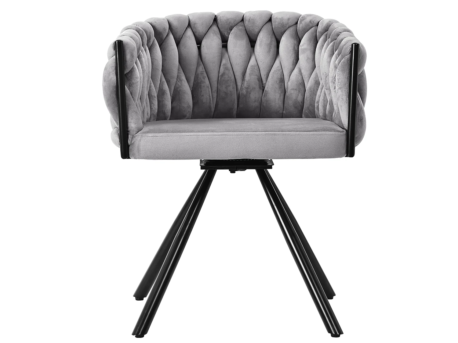 Set of 2 Velvet Swivel Chairs with Armrests - Metal Legs - Grey