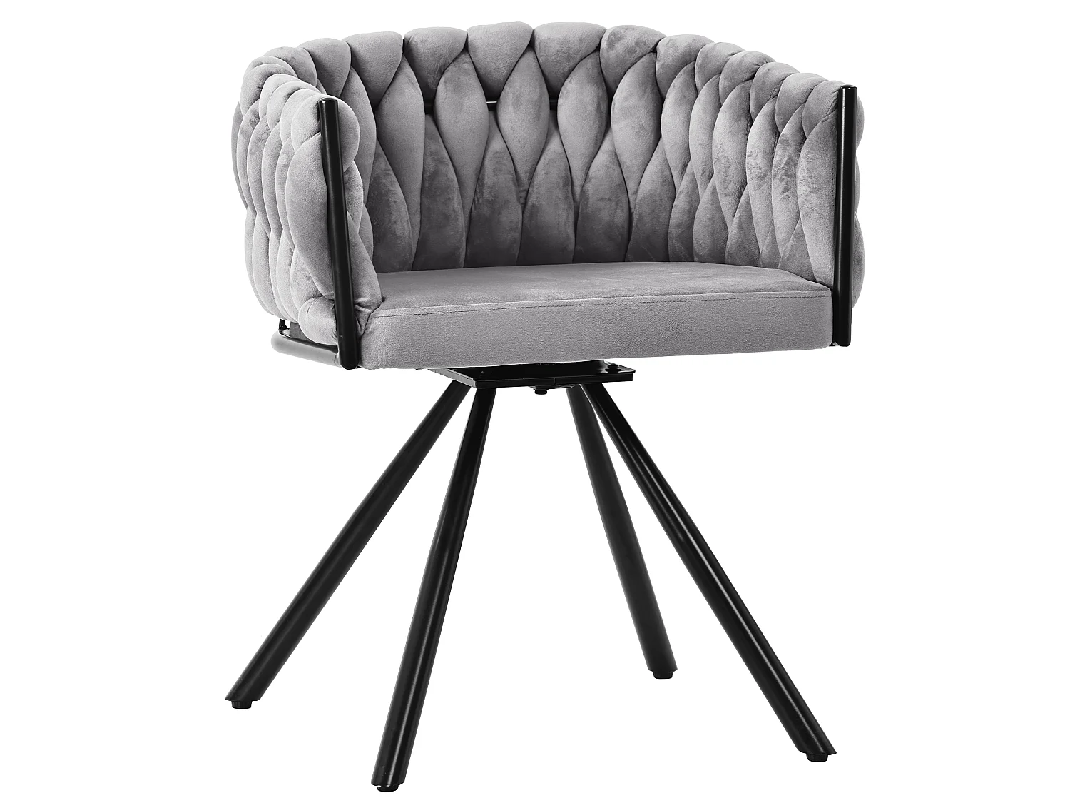 Set of 2 Velvet Swivel Chairs with Armrests - Metal Legs - Grey