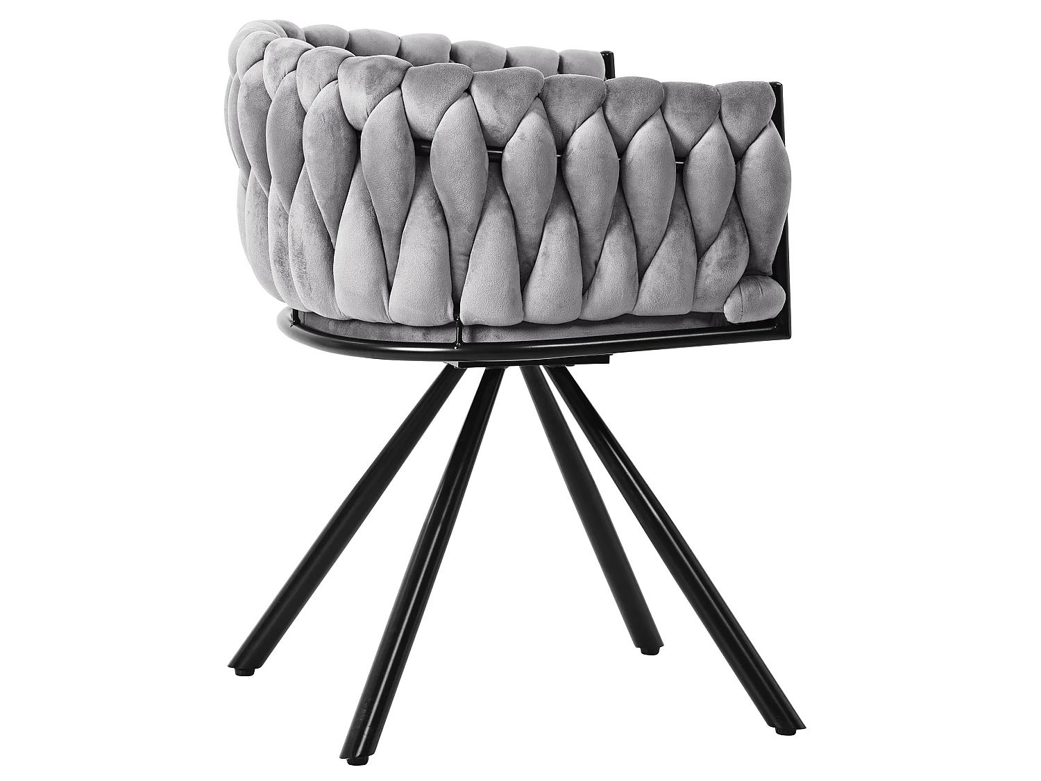 Set of 2 Velvet Swivel Chairs with Armrests - Metal Legs - Grey