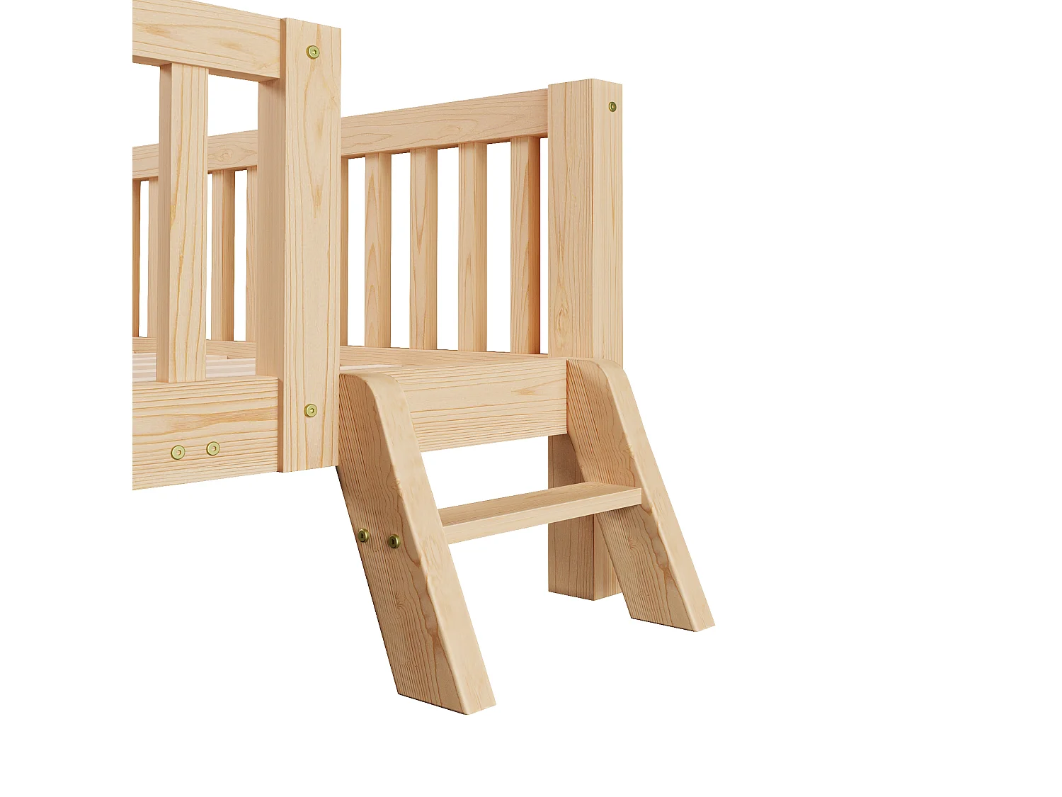 Lit enfant en bois 90x200cm - Avec lit gigogne - Avec barrières de sécurité et petite échelle - MDF - Naturel(Matelas non inclus)