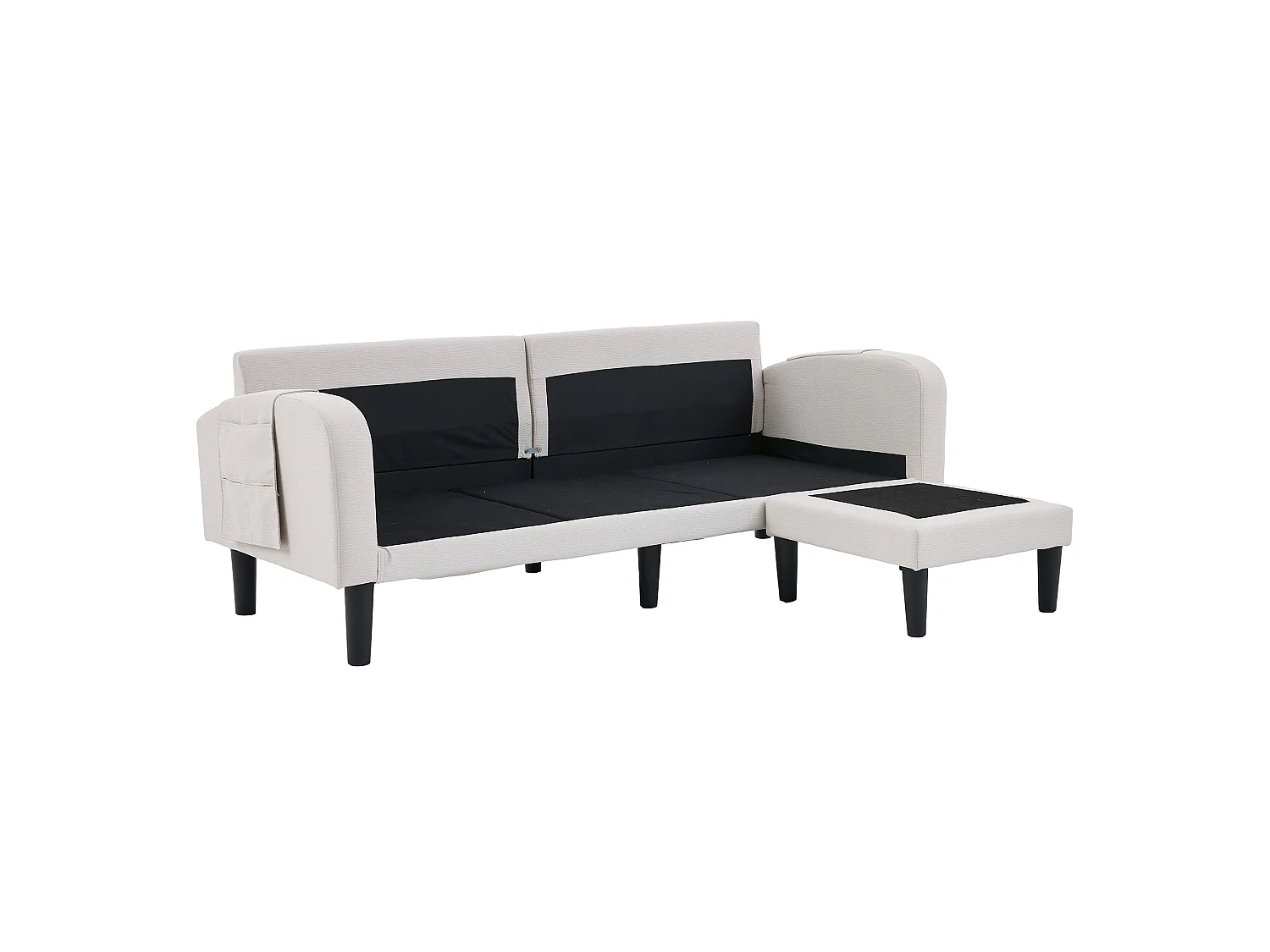 L-formad 3-sits hörnsoffa med schäslong - sidofickor för förvaring - idealisk för vardagsrummet - 204x136x80 cm - beige