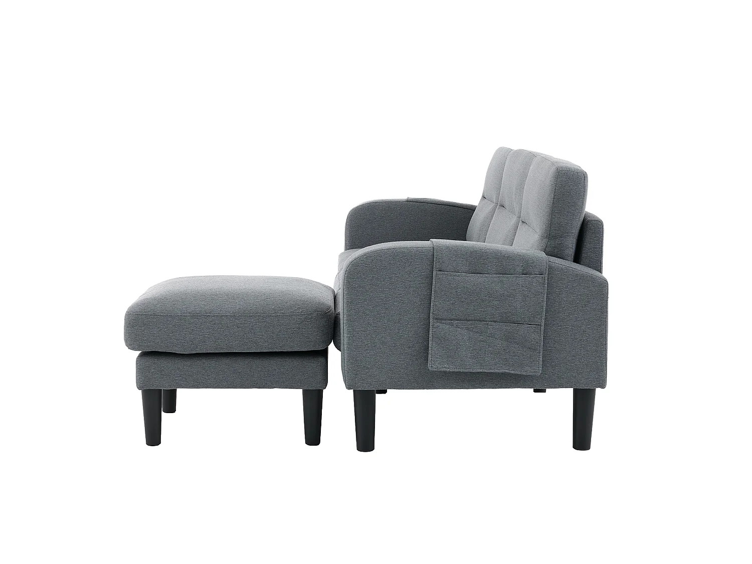 L-formad 3-sits hörnsoffa med schäslong - sidofickor för förvaring - idealisk för vardagsrummet - 204x136x80 cm - grå