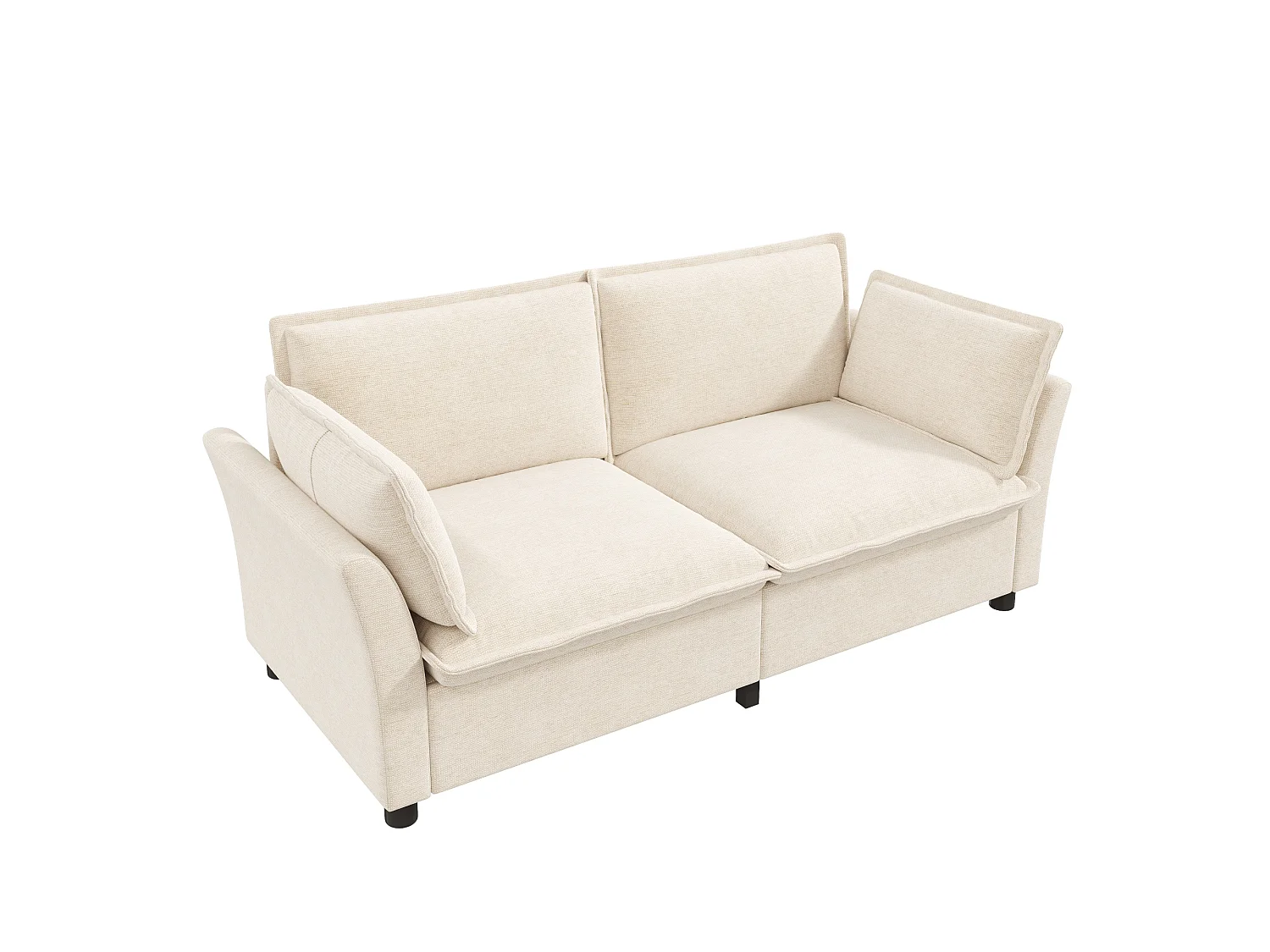 2-sitssoffa design "Molneffekt" i chenilletyg, ergonomisk loveseat med 2 kuddar, robust konstruktion för litet vardagsrum - beige