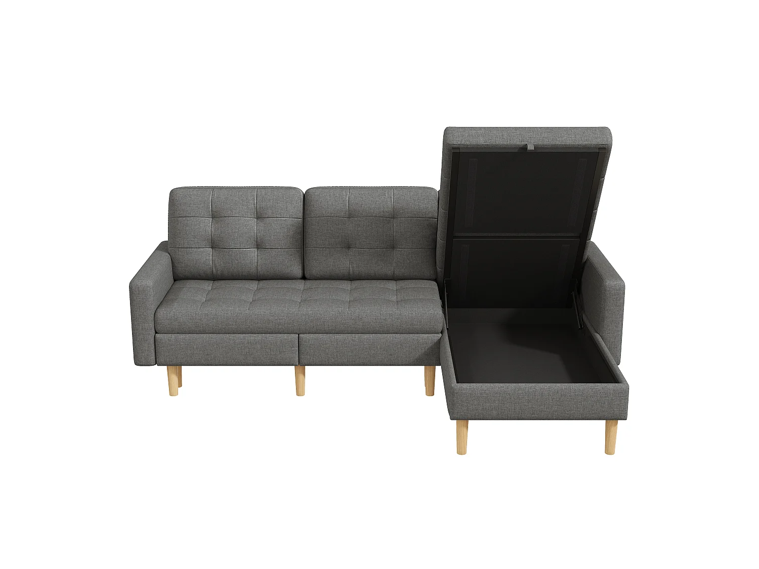 L-formad 3-sits hörnsoffa - med förvaring - vändbar schäslong - non-woven-tyg - grå