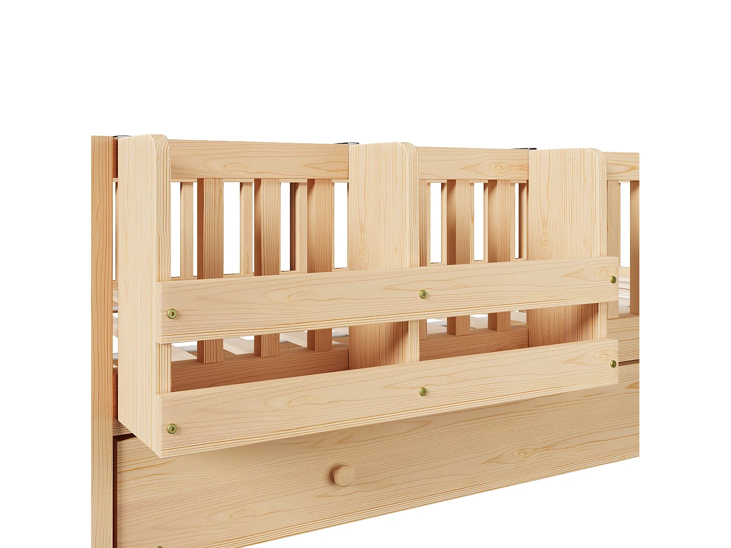 Lit enfant en bois 140x200cm - Avec lit gigogne - Avec barrières de sécurité et petite échelle - MDF - Naturel(Matelas non inclus)