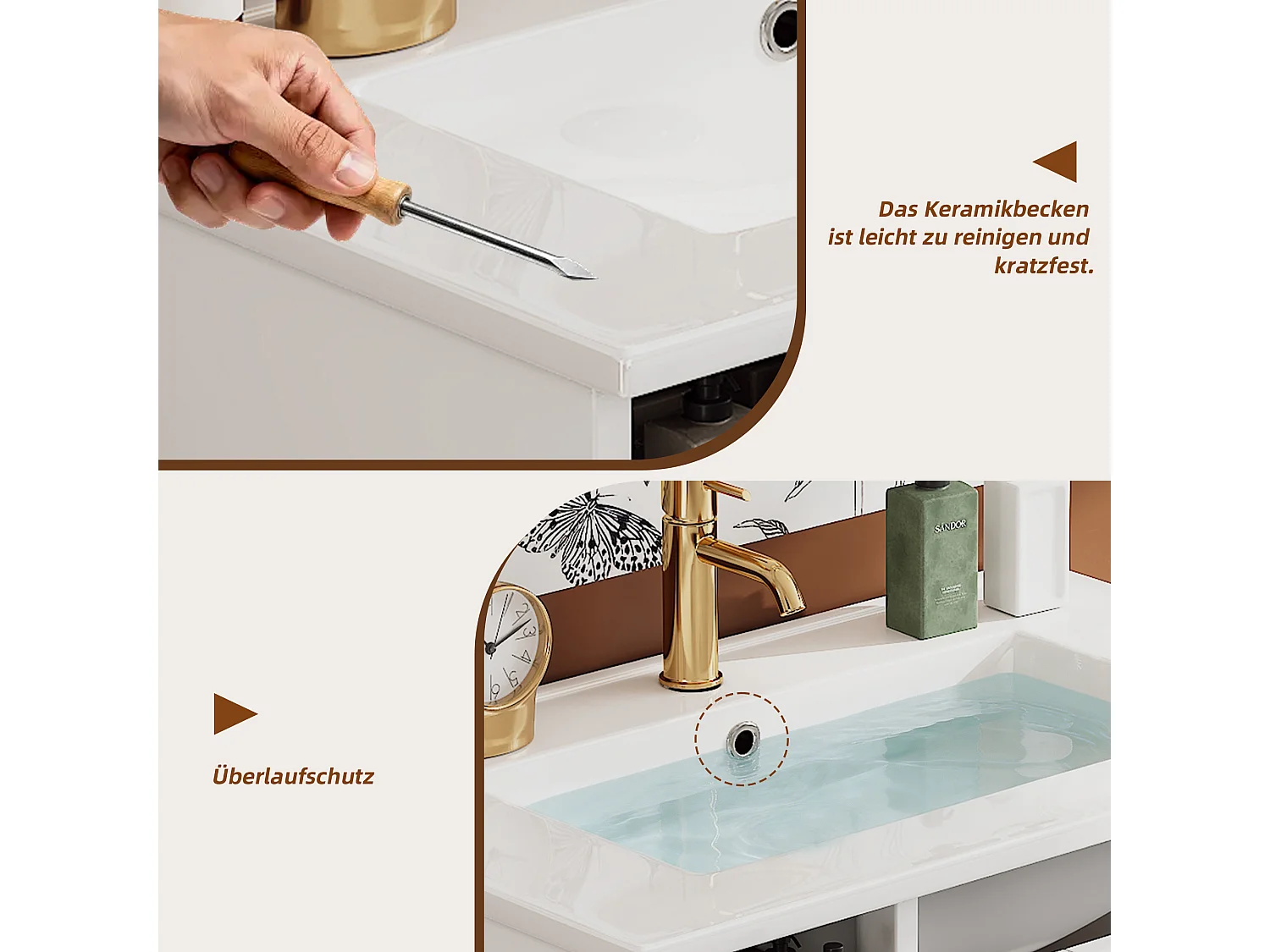 Mueble de baño con lavabo de cerámica - 76,5x47x87 cm - 3 cajones y 1 puerta - acabado lacado - MDF - blanco