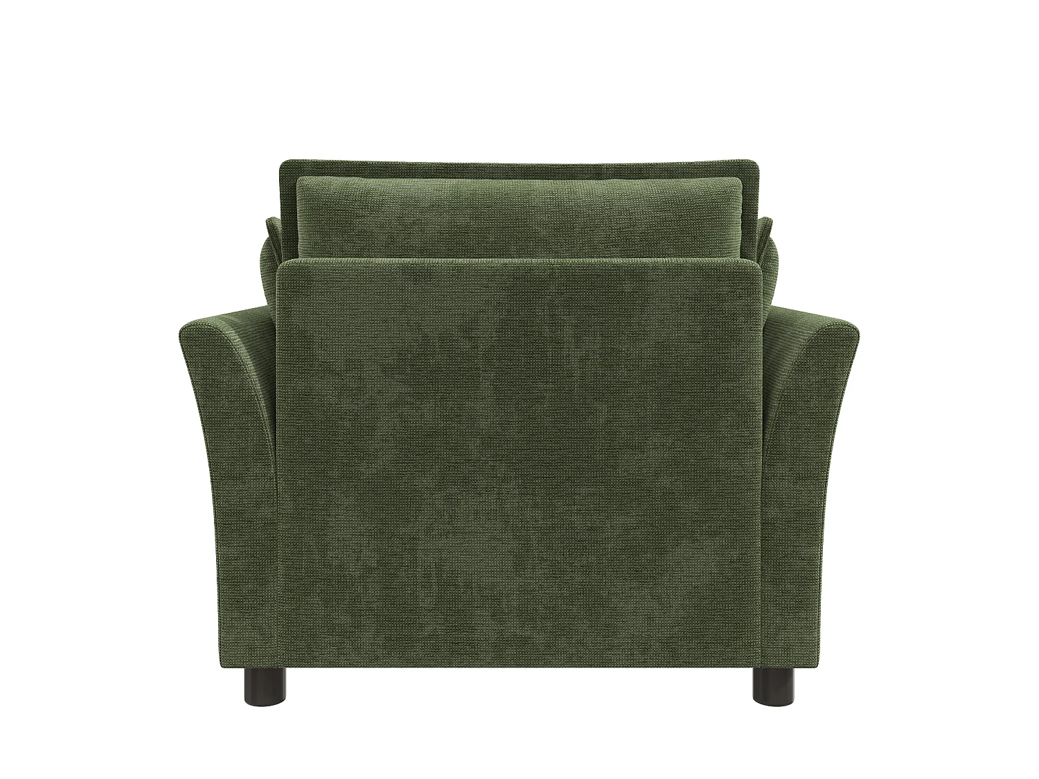 Ergonomisk fåtölj för vardagsrum i chenilletyg, läsfåtölj med kudde och böjda armstöd, robust konstruktion 90x81x87 cm - grön