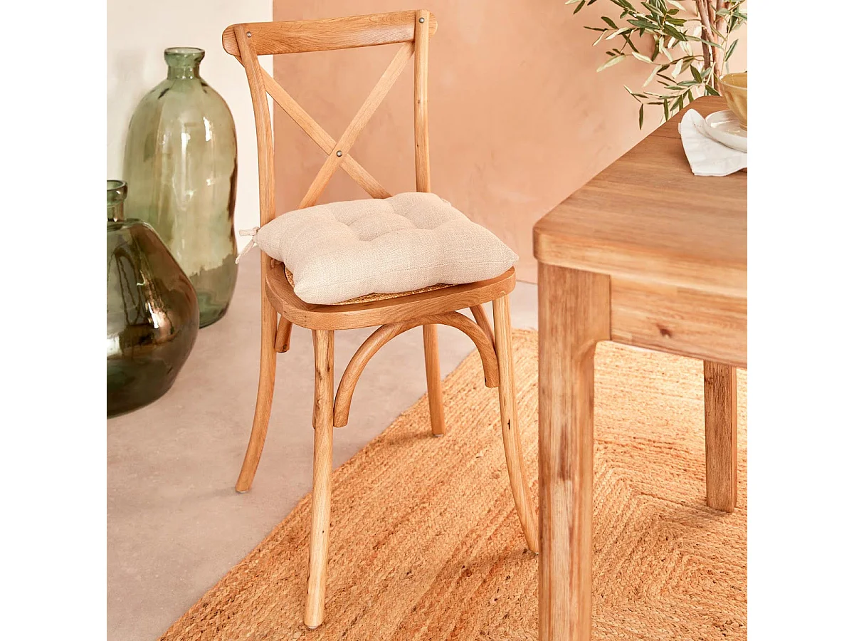 Galette de Chaise "Clem" 38x38cm Beige Lin