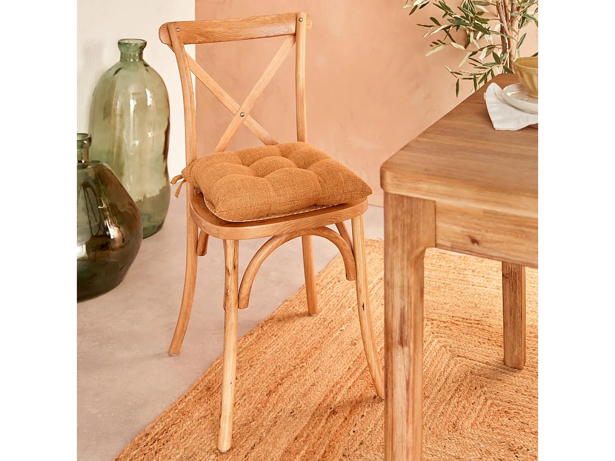 Galette de Chaise "Clem" 38x38cm Cannelle