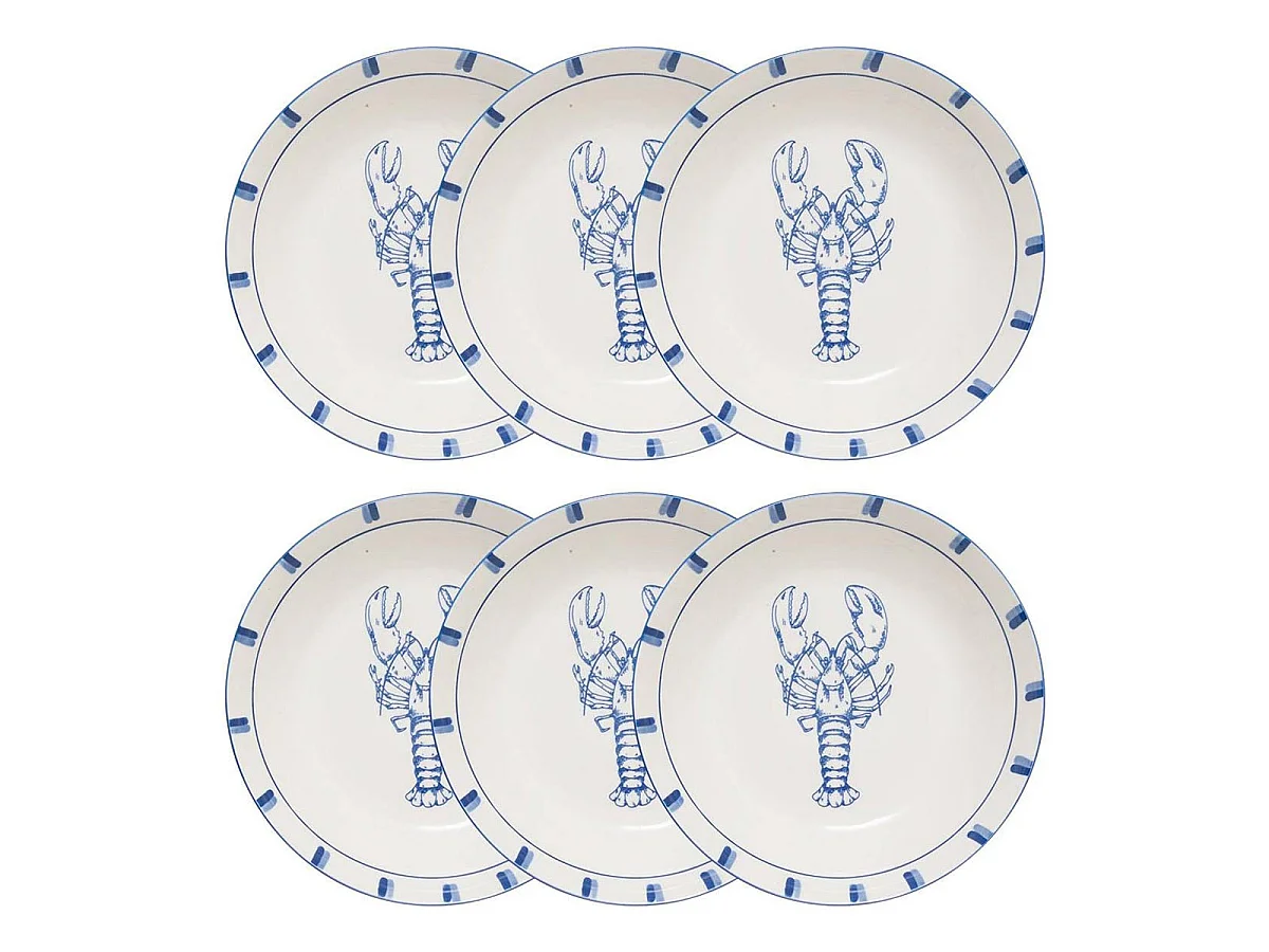 Lot de 6 Assiettes Creuses "Océania" 20cm Bleu
