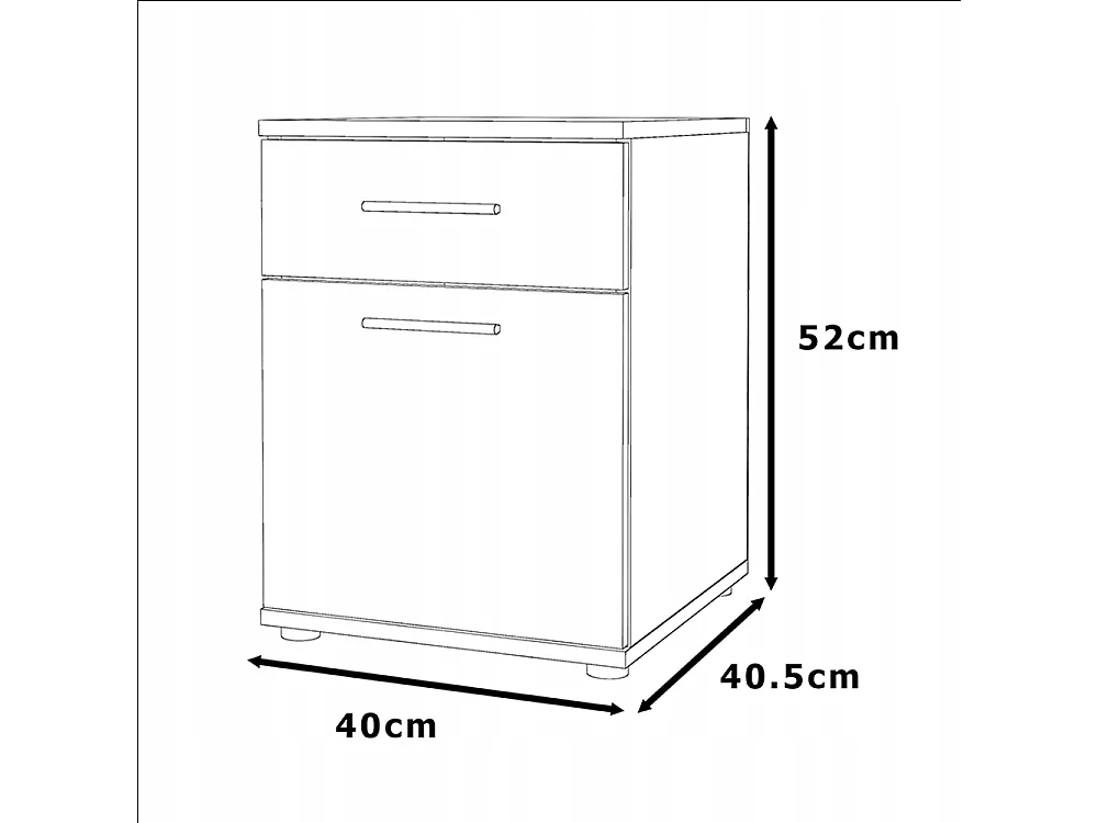 SZAFKA NOCNA BIAŁA 40 CM Z 1 SZUFLADĄ 1 PÓŁKĄ STOLIK NOCNY DO SYPIALNI LOFT