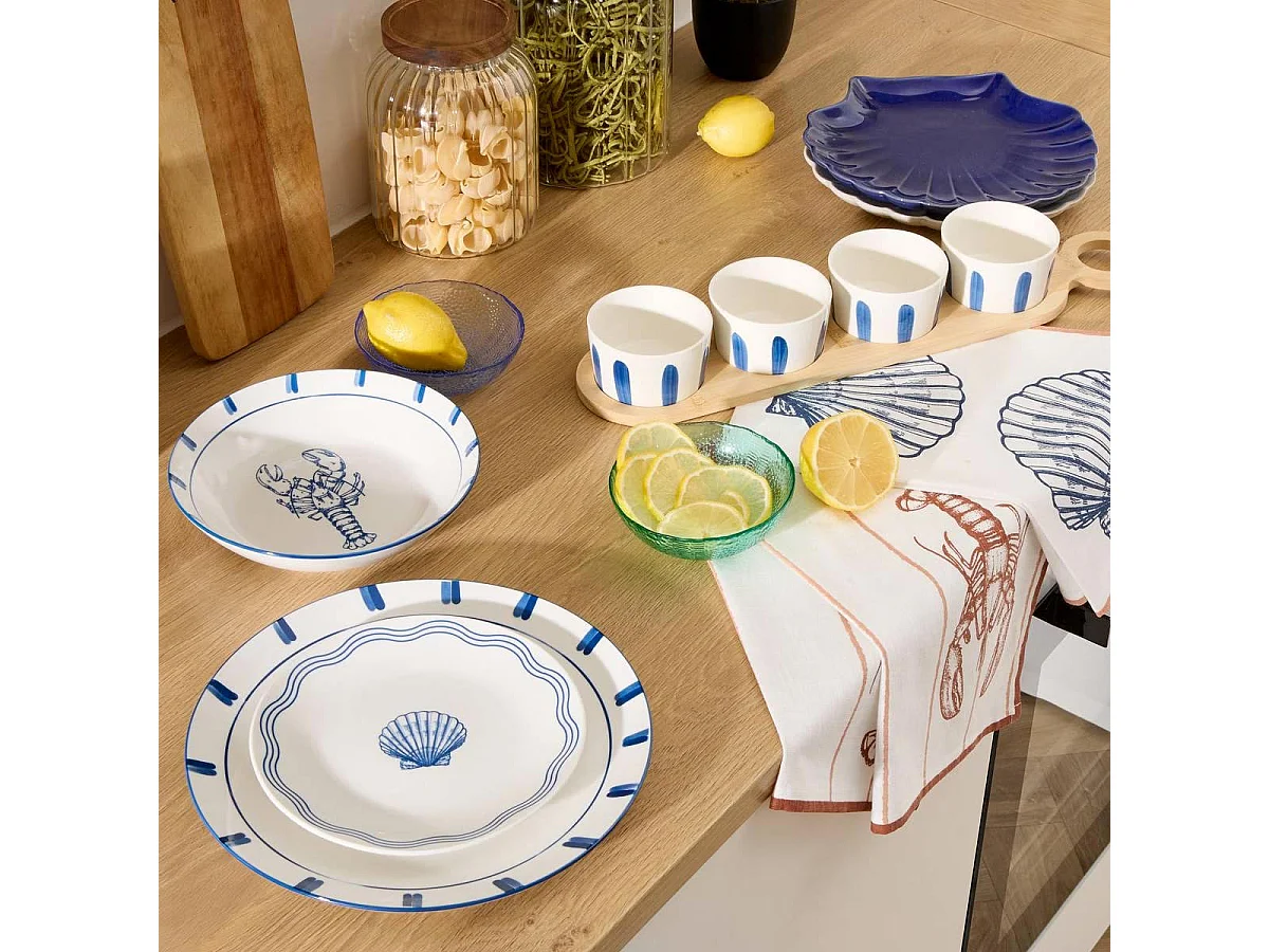 Lot de 6 Assiettes à Dessert "Océania" 19cm Bleu