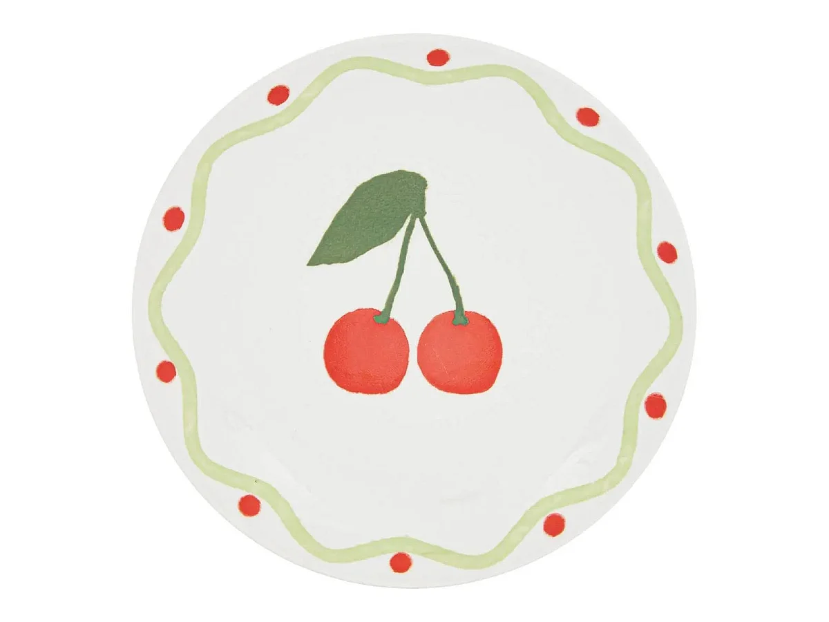 Lot de 6 Assiettes à Dessert "Cerise" 19cm Multicolore