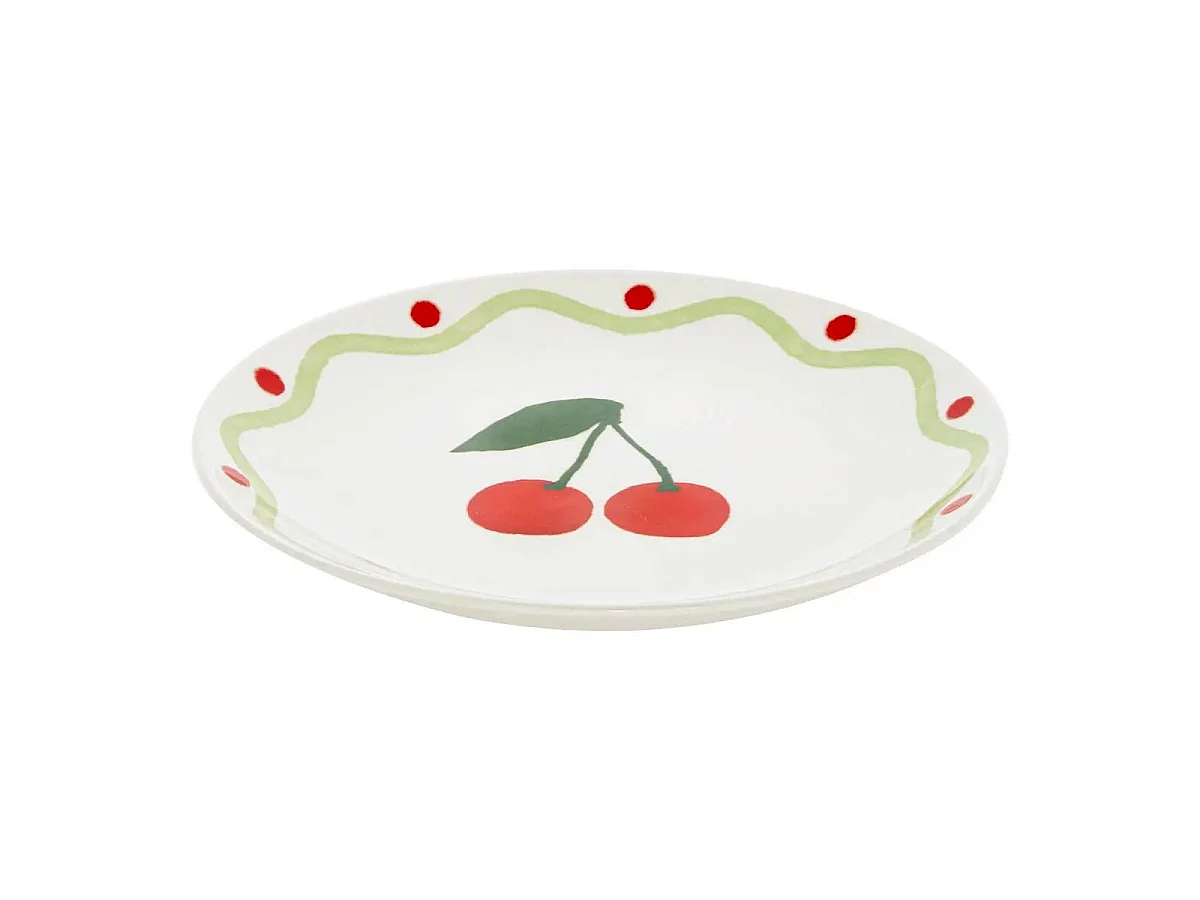 Lot de 6 Assiettes à Dessert "Cerise" 19cm Multicolore