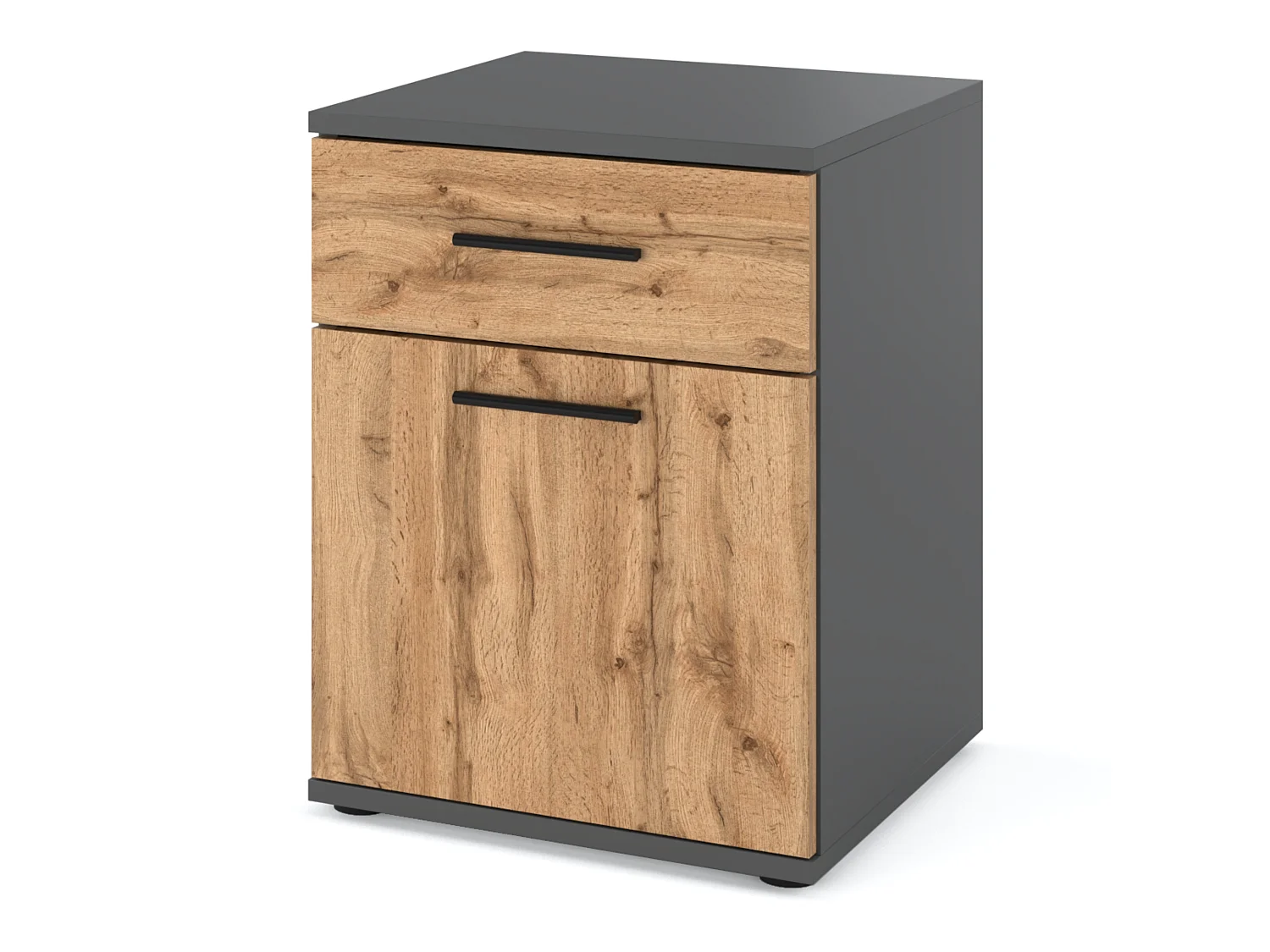 SZAFKA NOCNA 40 CM SZARA DĄB WOTAN 1 SZUFLADA 1 PÓŁKA STOLIK NOCNY LOFT