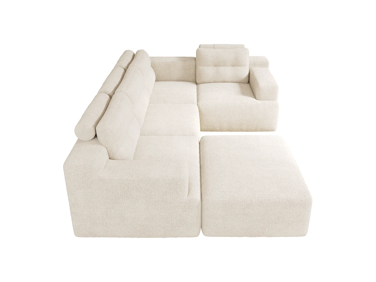 Canapé 5 places en velours chenille beige 252x180x82 cm