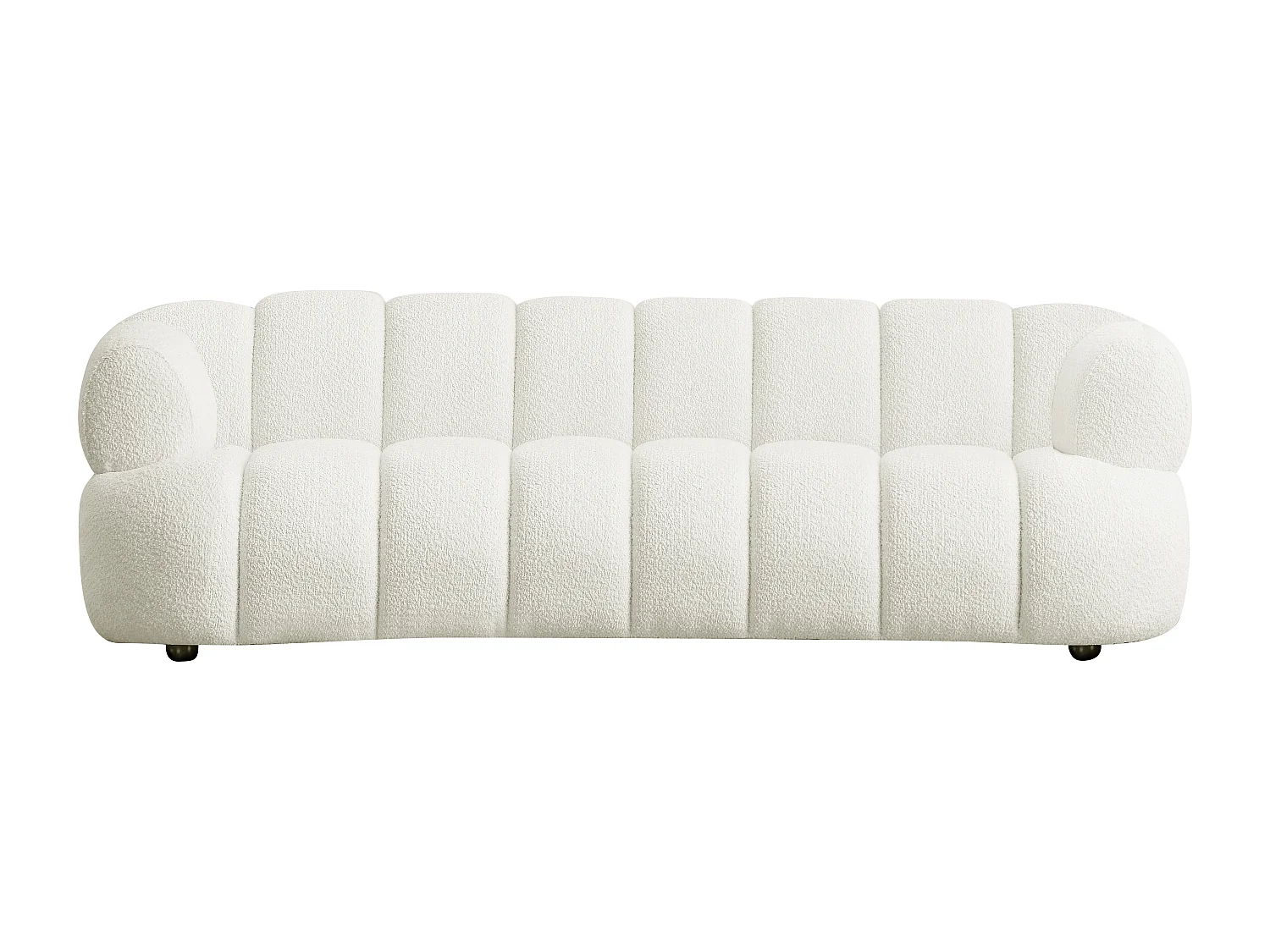 Canapé 3 places, 2 places et un fauteuil en tissu bouclette blanc COLIANI