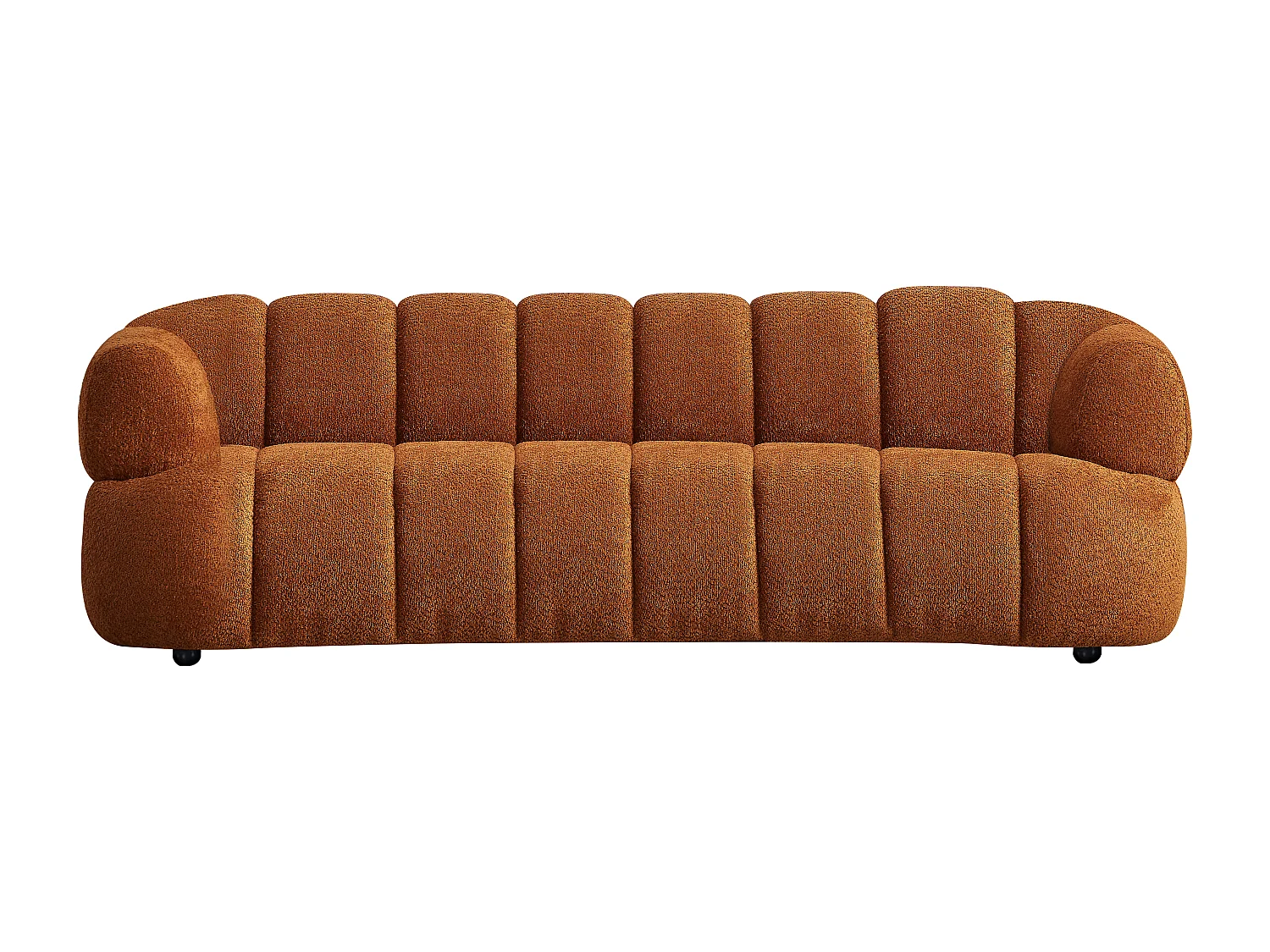 Canapé 3 places, 2 places et un fauteuil en tissu bouclette terracotta COLIANI