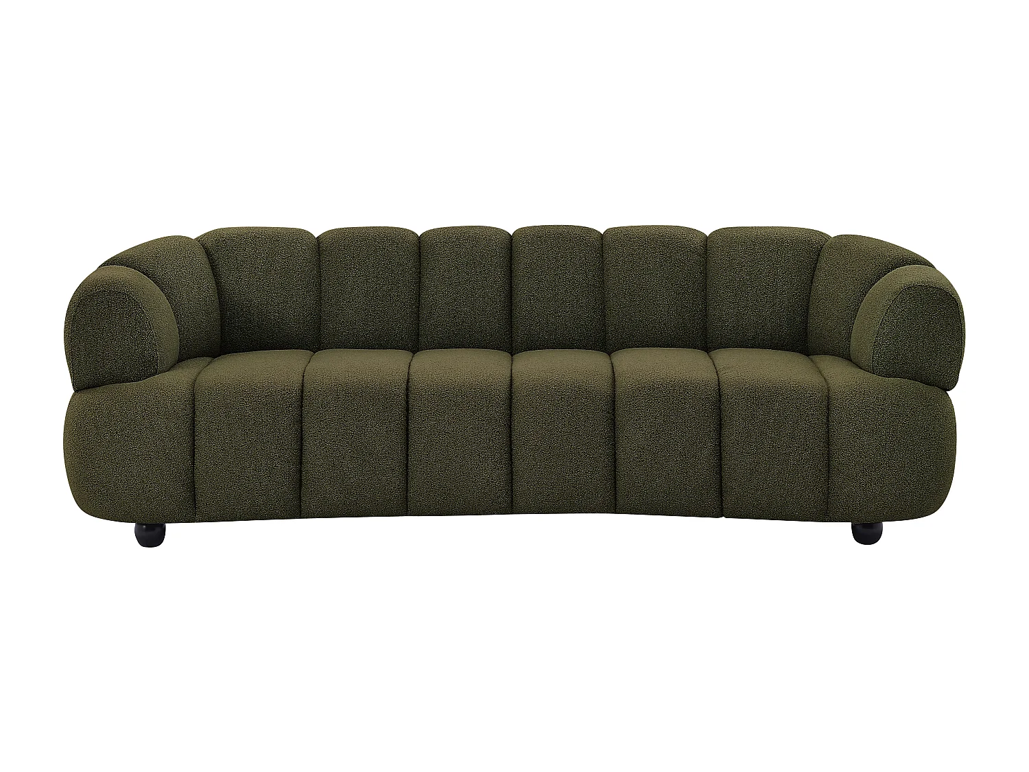 Canapé 3 places, 2 places et un fauteuil en tissu bouclette vert COLIANI