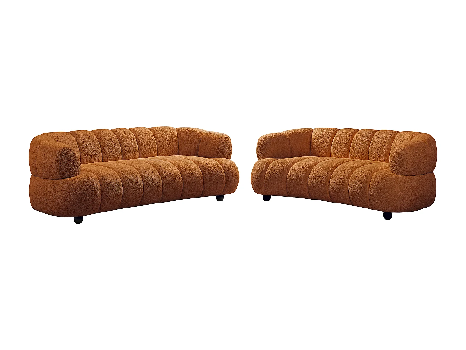 Canapé 3 places et 2 places en tissu bouclette terracotta COLIANI