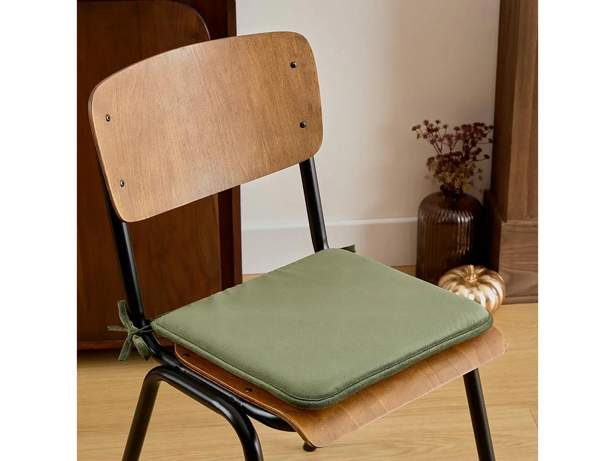 Galette de Chaise Uni "Lilou" 38x38cm Kaki
