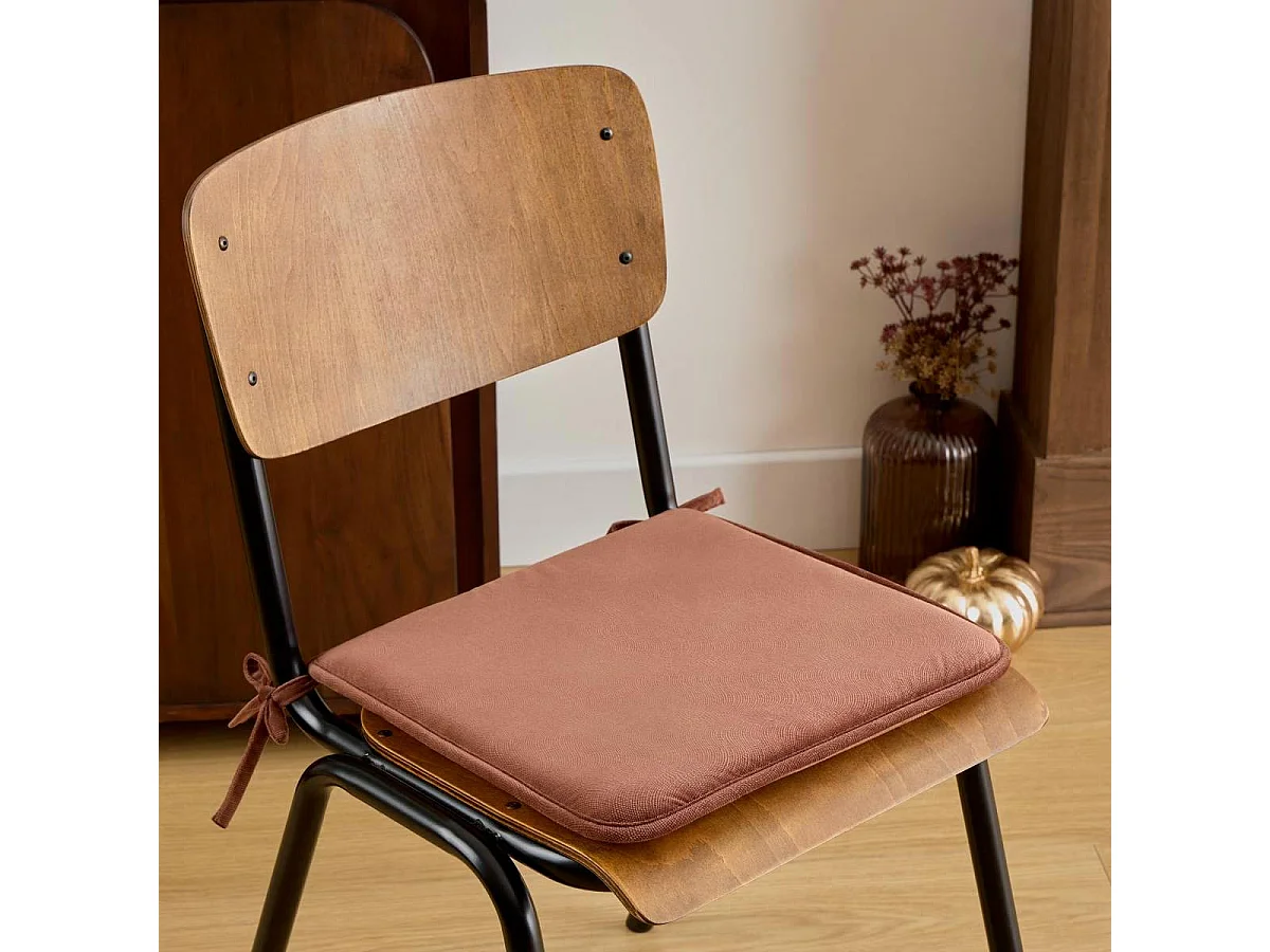 Galette de Chaise Uni "Lilou" 38x38cm Marron Tonka