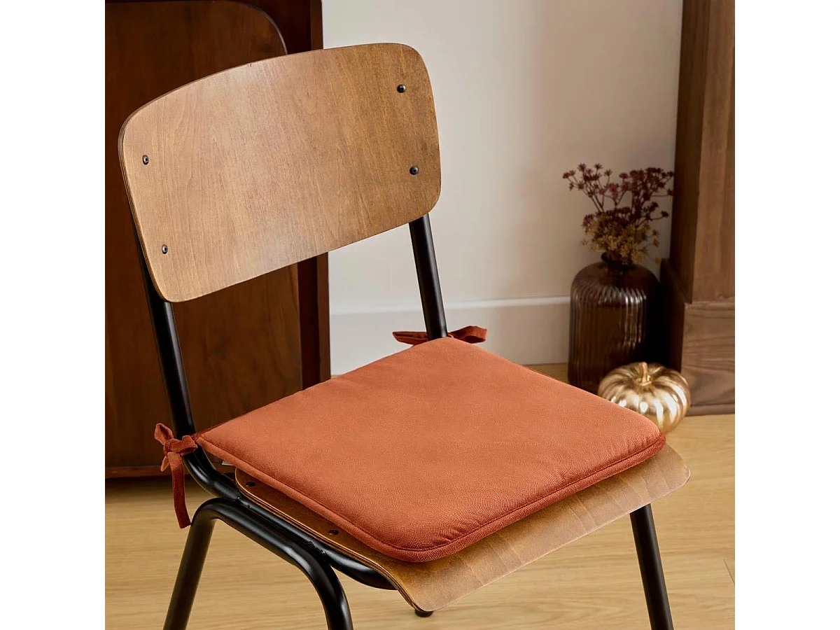 Galette de Chaise Uni "Lilou" 38x38cm Terracotta