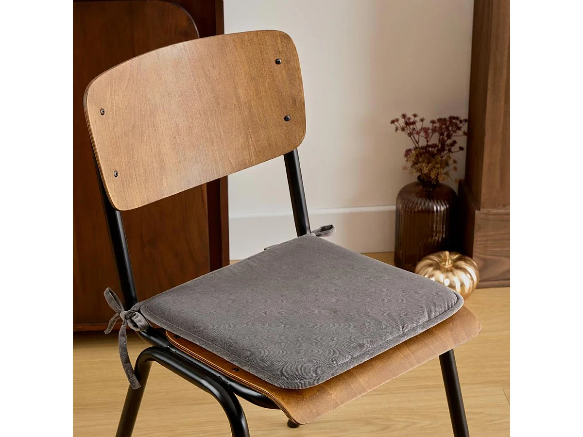 Galette de Chaise Uni "Lilou" 38x38cm Gris Foncé