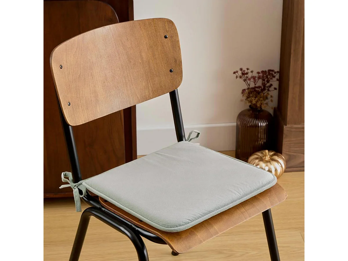 Galette de Chaise Uni "Lilou" 38x38cm Vert Céladon