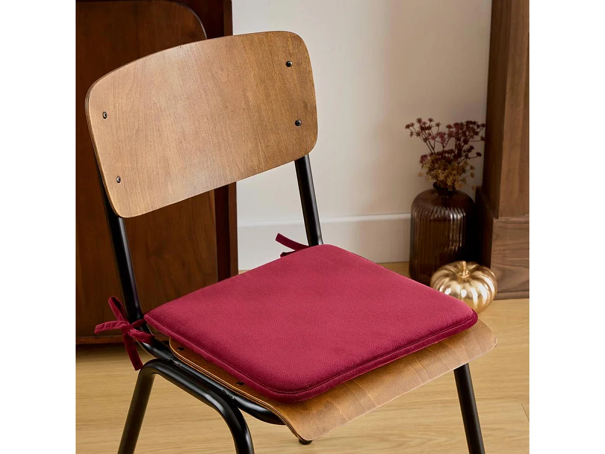 Galette de Chaise Uni "Lilou" 38x38cm Rouge Grenat