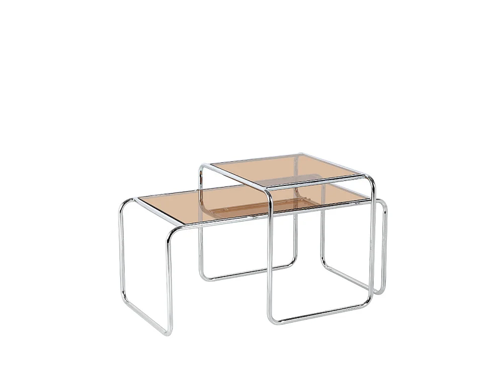 Rika - Table d'appoint en verre pieds chrome - Verre ambré