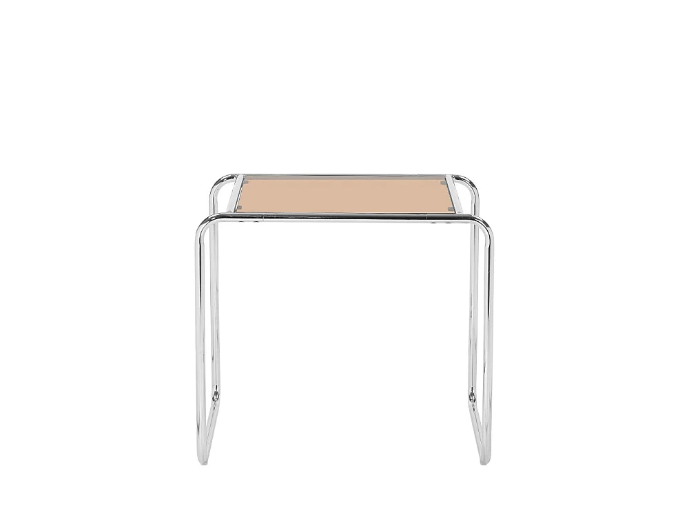 Rika - Table d'appoint en verre pieds chrome - Verre ambré