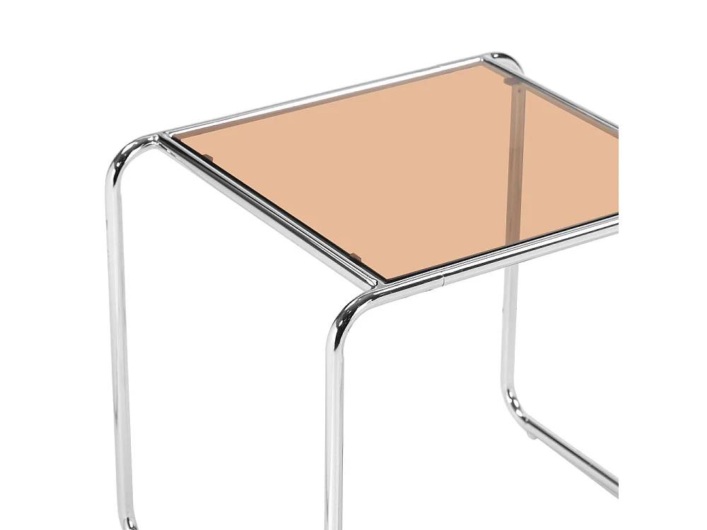 Rika - Table d'appoint en verre pieds chrome - Verre ambré