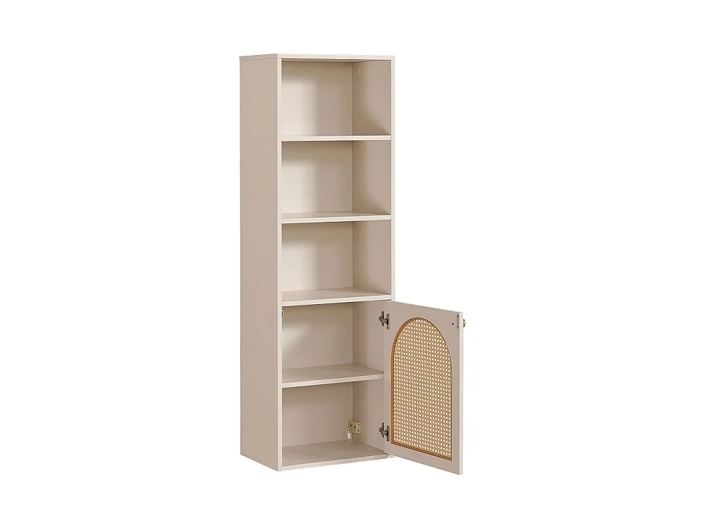 Ali - Colonne de rangement suspendue en bois et cannage H135cm - Beige
