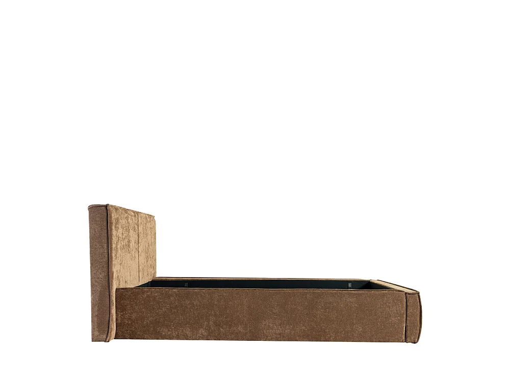 Liberia - Lit coffre en tissu chenille 140x190cm - Marron