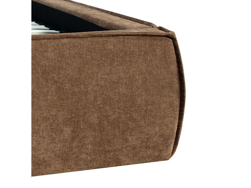 Liberia - Lit coffre en tissu chenille 160x200cm - Marron