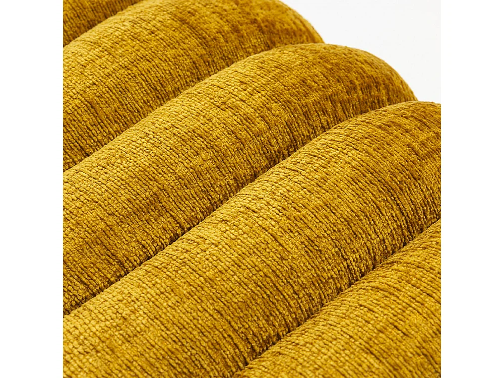 Mui - Tabouret rembourré en tissu chenille - Jaune moutarde