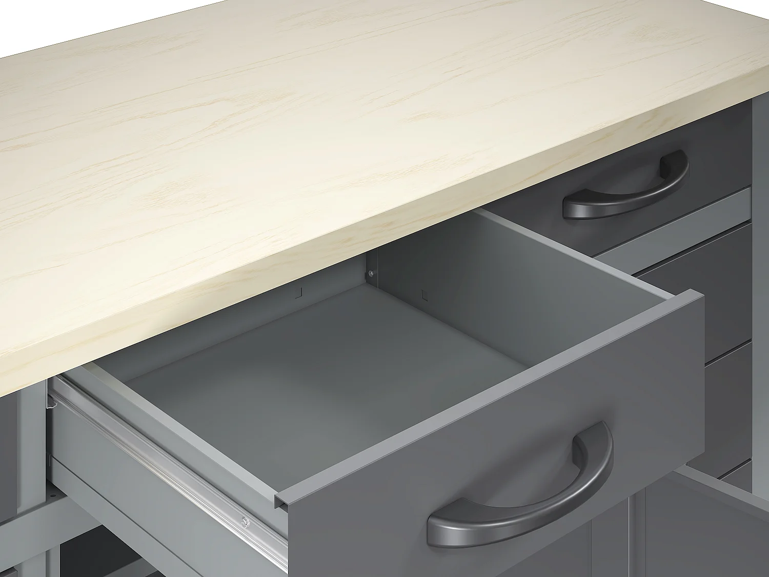 Établi avec plateau en bois, panneau perforé et armoire murale en acier - L160 x P60 x H205 cm - Gris - BRICANO