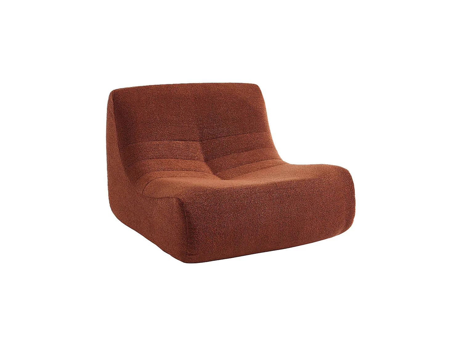 Sillón de borreguito texturizada con reposapiés terracota