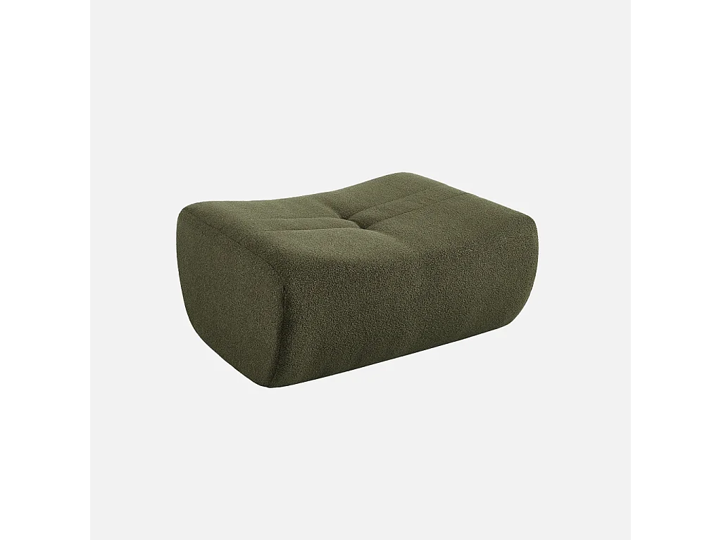 Sillón de borreguito texturizada con reposapiés verde kaki
