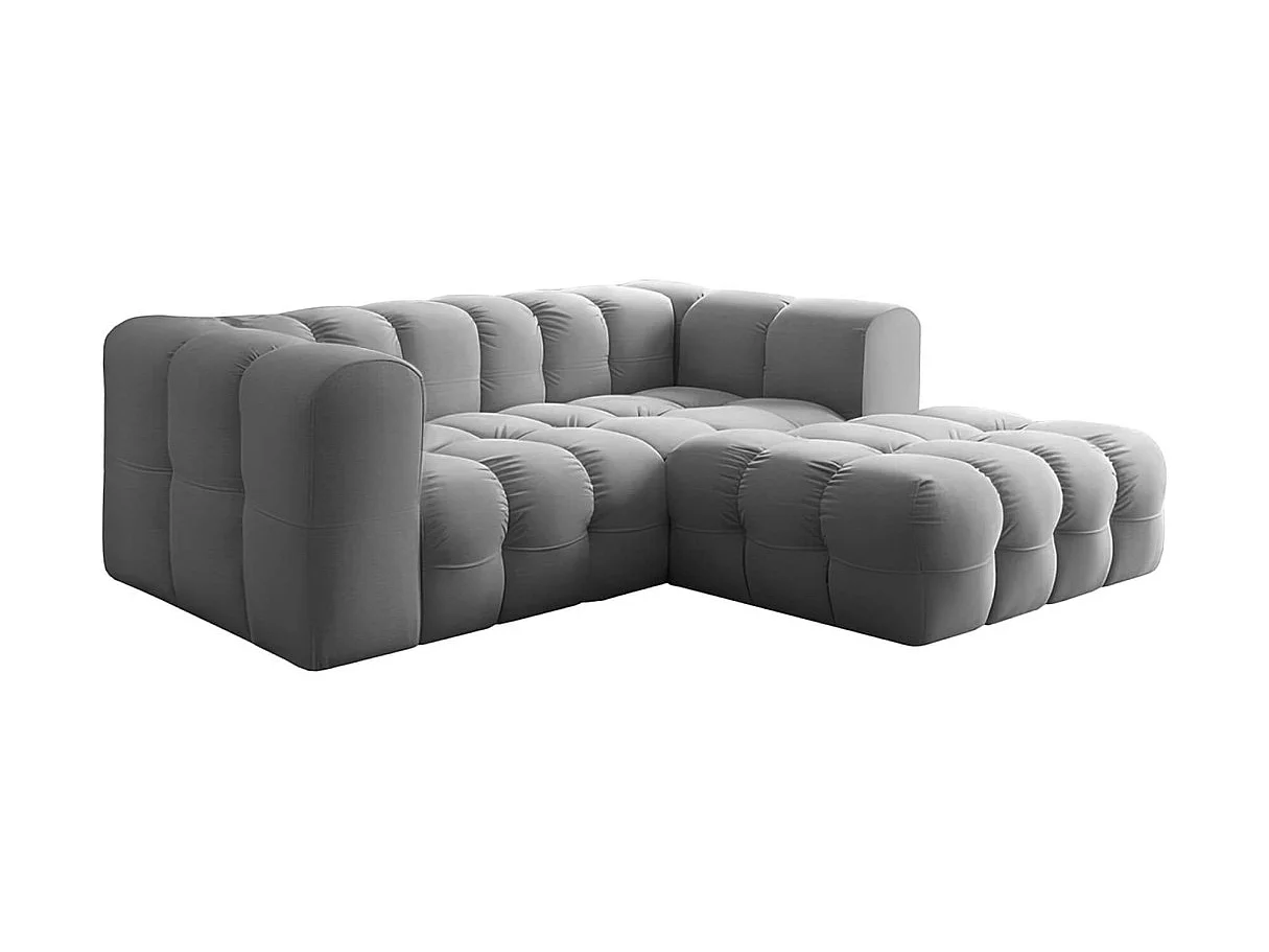 Canapé d'angle droit 3 places en velours gris MILOE
