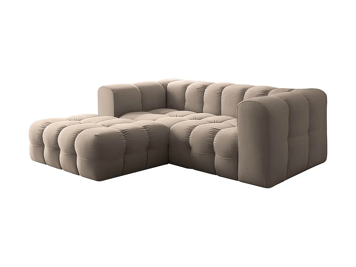 Canapé d'angle gauche 3 places en velours taupe MILOE