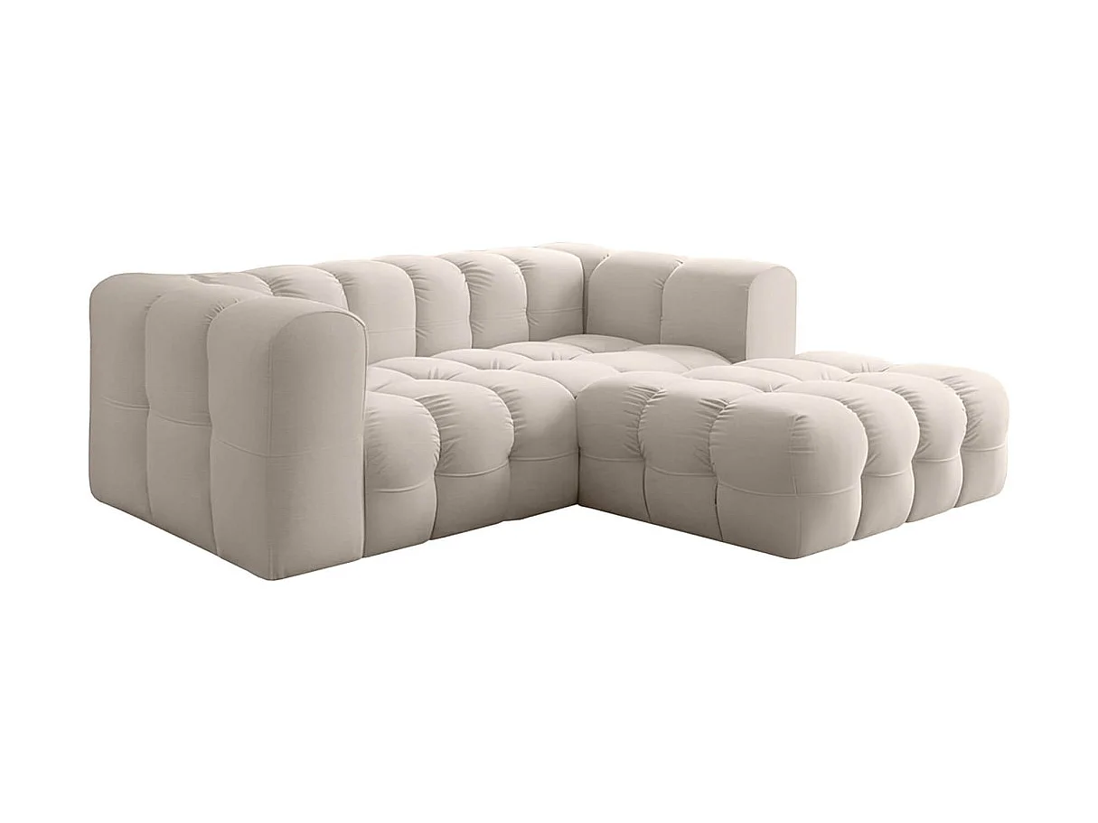 Canapé d'angle droit 3 places en velours blanc MILOE