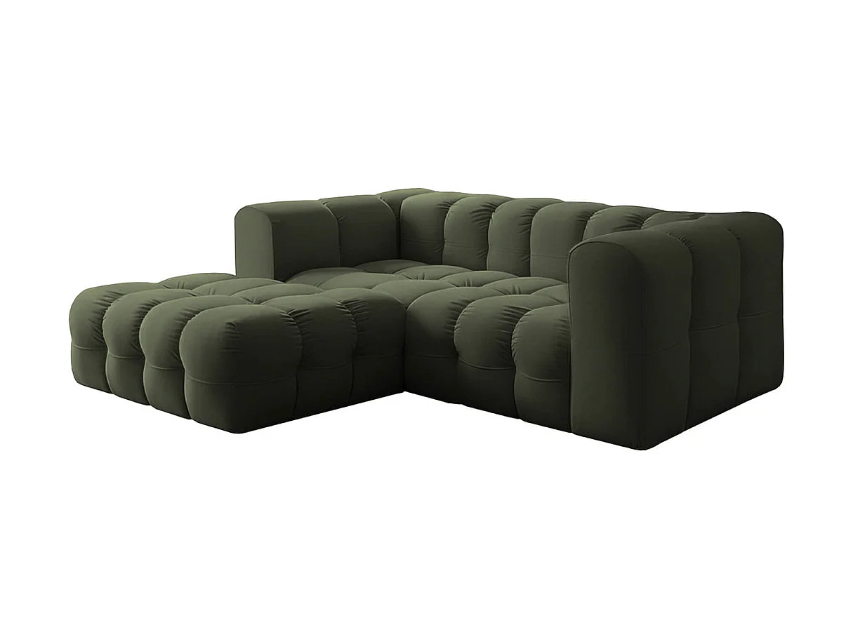 Canapé d'angle gauche 3 places en velours vert MILOE