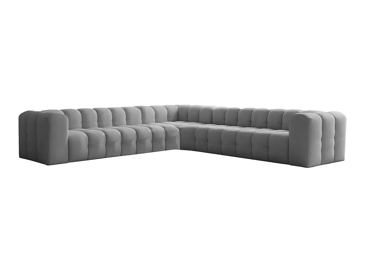 Canapé d'angle 8 places réversible en velours gris MILOE